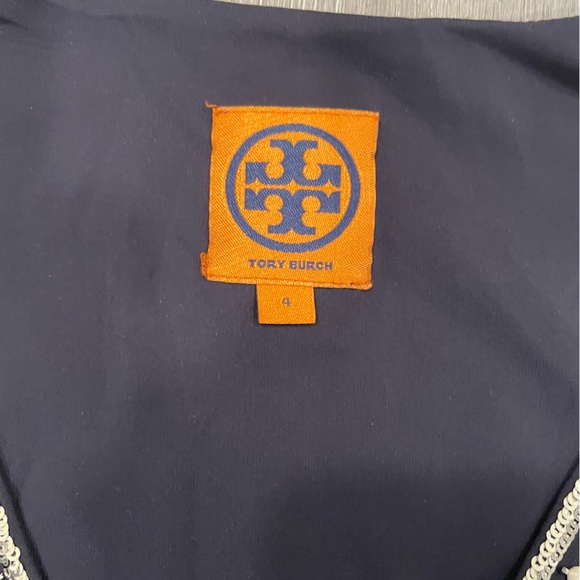 Tory Burch Navy Embellished Silk Sleeveless Top - Picture 3 of 9